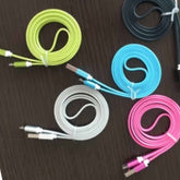 Wholesale  1 Meter Type C Flat Cords - Assorted Colors Individually Bagged